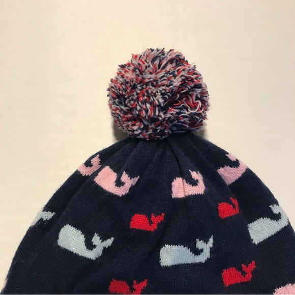 Vineyard Vines Girls Multi Whale Pom Pom Beanie. - Picture 4 of 6
